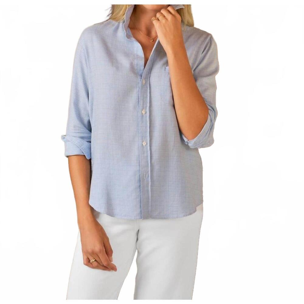 NEW FRANK & EILEEN eileen flannel relaxed button-up shirt in light blue houndsto - Picture 3 of 6